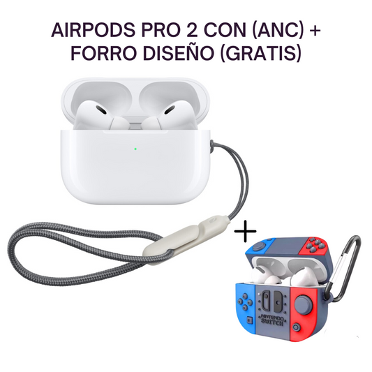 KIT AIRPODS PRO 2 CON CANCELACION DE RUIDO + FORRO DE DISEÑO 😍